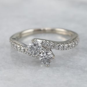 Anillo de derivación de diamantes, Anillo de diamantes doble, Anillo de diamantes de oro blanco, Anillo de aniversario, Anillo de promesa, Anillo de compromiso de derivación E156P9EX