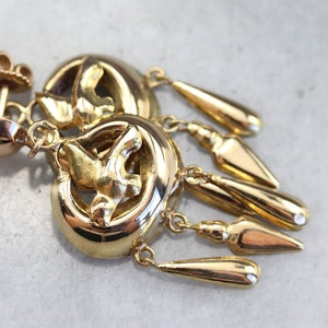 Vintage Gold Tassel Earrings, Gold Bird Drop Earrings, Yellow Gold Earrings, Estate Jewelry, Birthday Gift UY0Z7V1X
