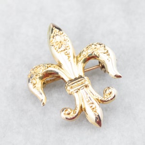 Victorian Fleur De Lis Brooch, Gold Fleur De Lis Pin, Unisex Pin, Lapel Pin, Estate Jewelry  6K72JH8D