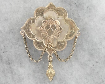 Antique Victorian Brooch, Ivy Leaf Motif, 1800's Gold  K5TZZR-N