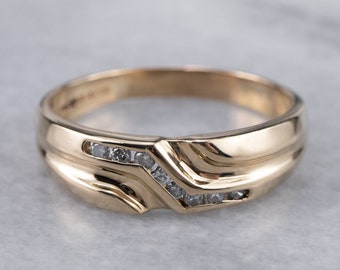 14K Yellow Gold Diamond Band, Channel Set Wedding Ring