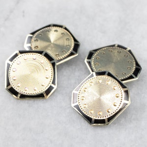 Vintage Schwarz Emaille Manschettenknöpfe Gold, Herren Schmuck, Anzug Zubehör, Bräutigam Geschenk, Vatertagsgeschenk, Geschenk für Ihn W5PKH7VA