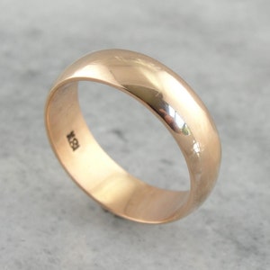 Antique 18 Karat Rose Gold Wedding Band, Unisex Size For Him or Her, Wide, Simple Antique Ring  V3MVCP-D