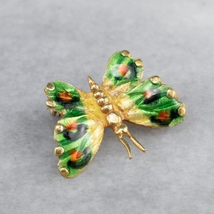 Broche de mariposa esmaltado en oro italiano de 18 quilates, broche de mariposa de oro amarillo de 18 quilates, joyería de mariposa, joyería de esmalte, regalos para ella CJPKP9RN