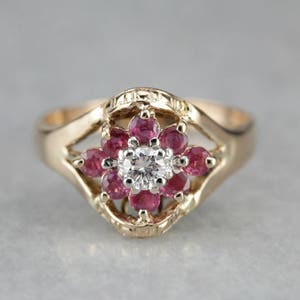 Floral Cocktail Ring, Diamond Ring, Cluster Ring, Right Hand Ring 62D0QVCT-R