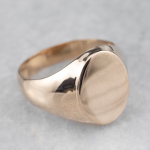 Unisex Plain Gold Signet Ring, Oval Signet Ring, Yellow Gold Signet, Gold Statement Ring, Plain Gold Ring, Birthday Gift 0489FYC9