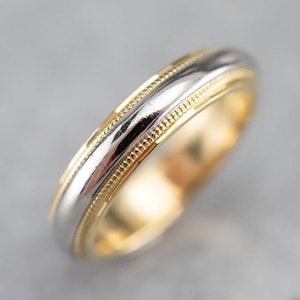 Platin und 18K Gold Hochzeitsring, zweifarbiger Hochzeitsring, gemischter Metallring, Unisex Band, Stapelring, Stapelring TMW38C4W