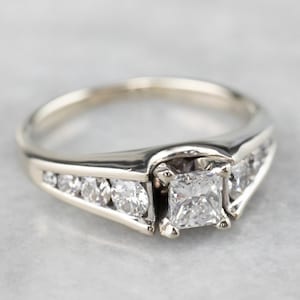 Princess Cut Diamond Engagement Ring, Modern Diamond Ring, Channel Set Diamond Ring, White Gold Diamond Ring, Anniversary Ring 4U2F0L44