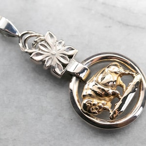 Bold Buffalo Mixed Metal Pendant, Silver and Gold Statement Pendant, Animal Jewelry, Two Tone Jewelry, Birthday Gift D6AQ4LJF