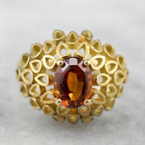 Funky Citrine Statement Ring, 18K Yellow Gold Ring, Citrine Solitaire Ring, November Birthstone, Gifts for Her 8T9RVCC2