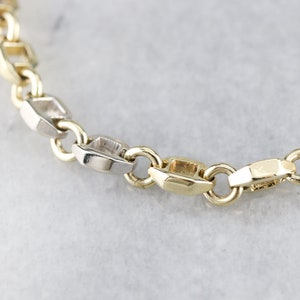 Mixed Metal Link Bracelet, Unisex Link Bracelet, Yellow and White Gold, Layering Bracelet, Stacking Bracelet, Anniversary Gift EHJYX5NV