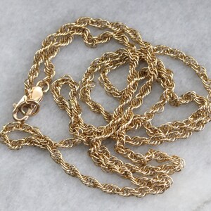 14K Yellow Gold Rope Chain Necklace, 24 Inch