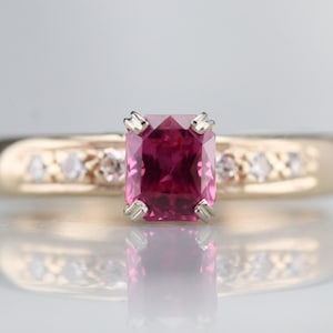 Ruby and Diamond Engagement Ring, Yellow Gold Ruby Ring, Anniversary Ring, July Birthstone, Birthday Gift QMWTQ6NT