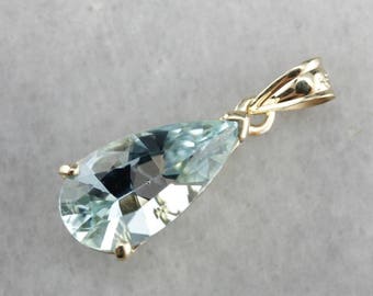 Teardrop Aquamarine Pendant, Pear Cut Aquamarine, Gold Drop Pendant, Bridal Jewelry K8E8X0-R