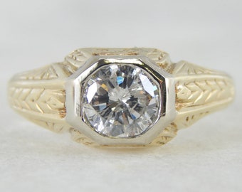 Vintage 1930s Diamond Two-Tone Gold Men's Ring