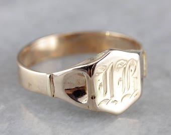 Vintage Monogram "IB" Sygnet Ring, Męski Vintage Sygnet Ring, Złoty Sygnet Ring, Męski Sygnet Ring, Pierścień z Inicjałem 4KNQQA-D