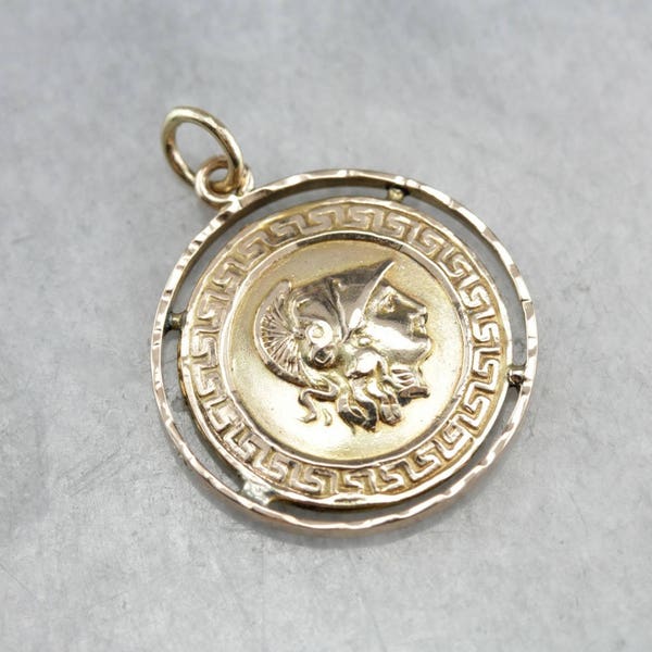 RESERVED Greek Gold Medallion Parthenon Pendant REXYKDHP-P