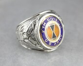 Seventh Division Army Sterling Silver Class Ring, Fraternal Ring, Military Signet 6ER39Q3F-R