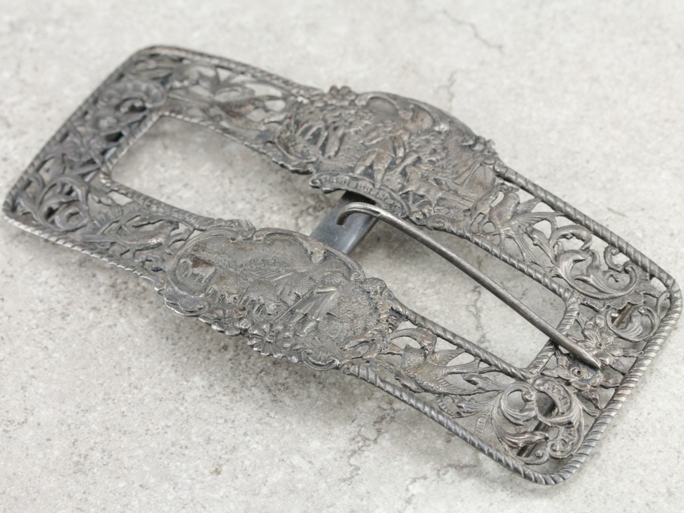 riem gesp Accessoires Riemen & bretels Riemgespen Antieke Victoriaanse zilveren gesp 