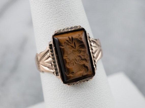 Tiger's Eye Intaglio Ring, Victorian Ring, Antiqu… - image 7