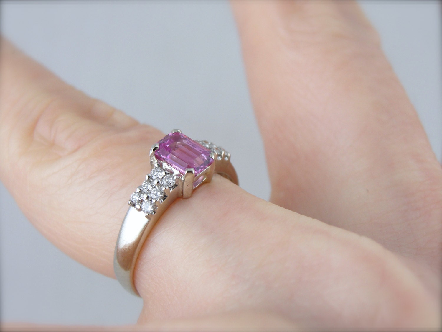 Fine Pink Sapphire Engagement Ring, Cocktail Ring or Anniversary Gift ...