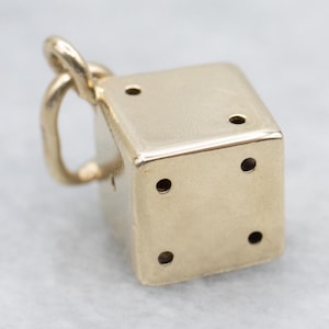 Yellow Gold Dice Pendant, Gold Dice Pendant, Dice Pendant, Gold Dice, Dice Charm, Gold Dice Charm, Gold Charm, Gold Pendant, Dice A64359