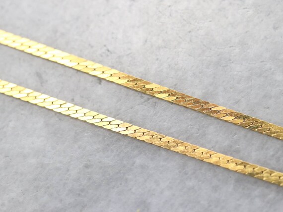 Flat Gold Chain Necklace, Herringbone Chain, Hamme