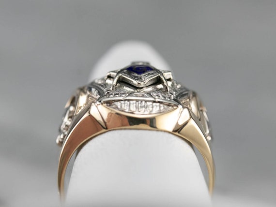 Men's Robust Two Toned Masonic Ring, Vintage Maso… - image 8