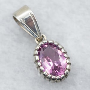 Pink Sapphire Pendant, Solitaire Sapphire Pendant, White Gold Sapphire Pendant, September Birthstone, Layering Pendant A27588
