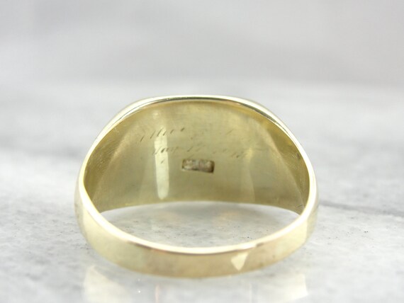 Low Profile 1918 Era Signet Ring in Fine Green Go… - image 3