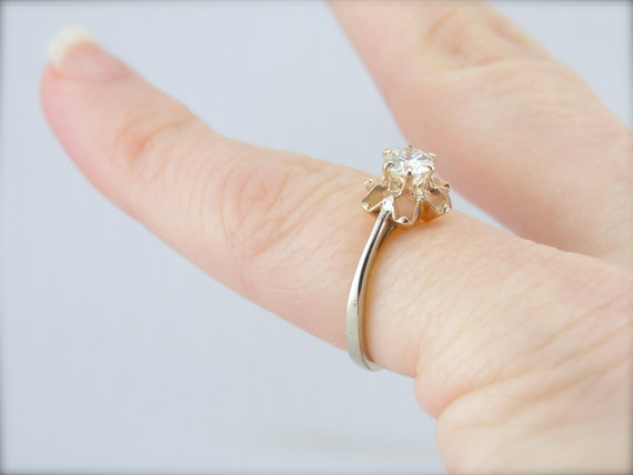 Pretty Buttercup Setting with Sparkling Diamond C… - image 4