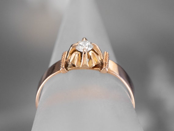 Antique Buttercup Diamond Ring, Rose Gold Diamond… - image 8