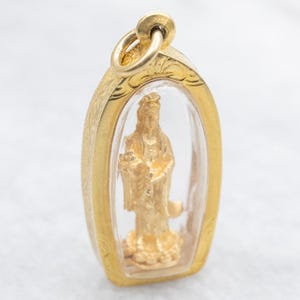 Vintage Gold Gold Mary Medal Pendant, Saint Medal, Religious Charm, Religious Pendant, Christian Jewelry A59117