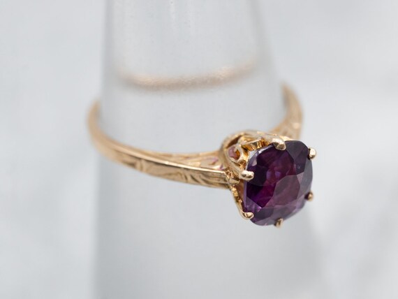 Dark Purple Sapphire Solitaire Ring, Yellow Gold … - image 4