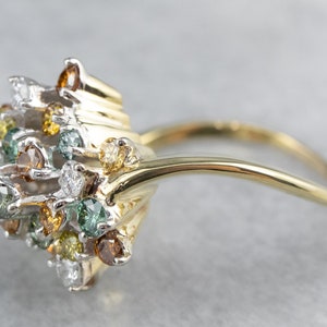 Colorful Diamond Cluster Ring, Modern Diamond Cocktail Ring, Multi Gemstone Ring, Diamond Anniversary, Gemstone Statement Ring Z8PU4093 image 4