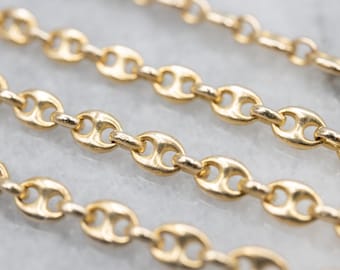 14K Yellow Gold Mariner Chain, Vintage Anchor Link, 18 Inch