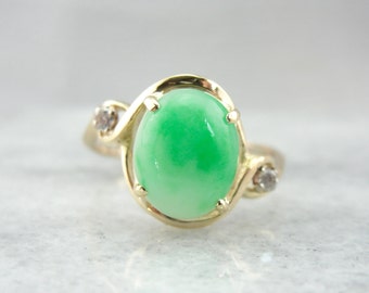 Moderne dames ovale Jadeite Cocktail Ring V3NRTC-P