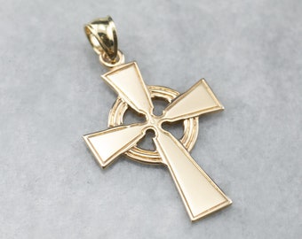 Vintage Gold Celtic Cross, Yellow Gold Cross, Irish Cross, Religious Pendant, Unisex Cross, Religious Jewelry, Religious Gift A5H990LT