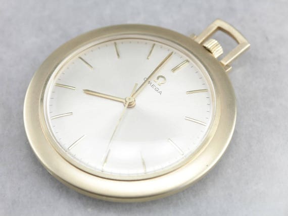 Vintage Omega Pocket Watch, Open Face Gold Pocket… - image 1