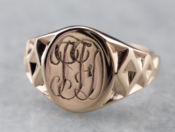 Antique Monogram "TFD" Signet Ring, Victorian Gold