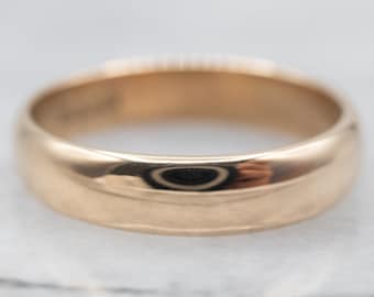 14K Yellow Gold Plain Wedding Band, Vintage Stacking Ring