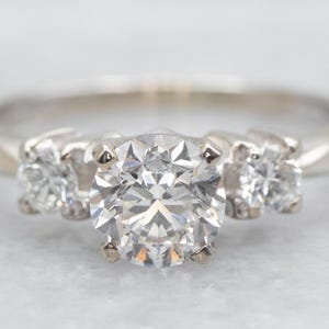 White Gold Three Stone Diamond Ring, Diamond Engagement Ring, Past Present and Future, Diamond Anniversary Ring, Modern Ring A52423
