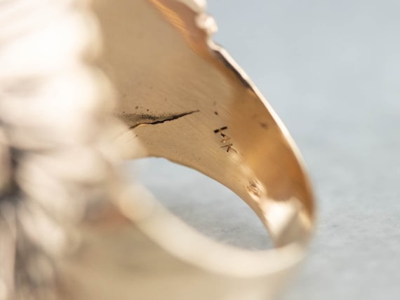 14K Yellow Gold Native American Chief Ring, Size 8 - image 6