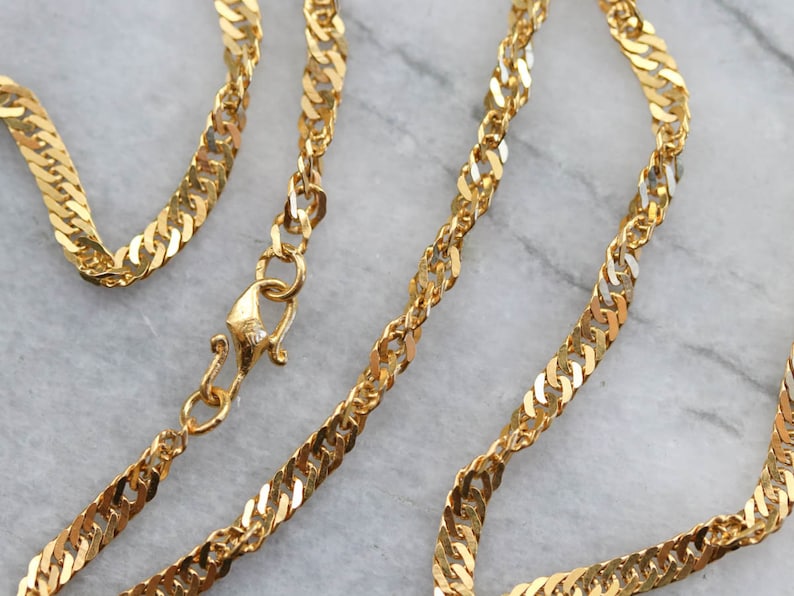 Twisted Gold Chain Fancy Curb Chain High Karat Gold Etsy