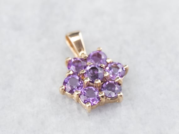Amethyst Flower Pendant, Amethyst Cluster Pendant,