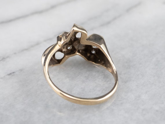 Gold Bow Diamond Ring, Retro Era Diamond Bow Ring… - image 5