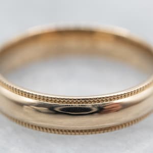 Yellow Gold Milgrain Wedding Band, Gold Wedding Ring, Stacking Band, Vintage Wedding Band, A24186