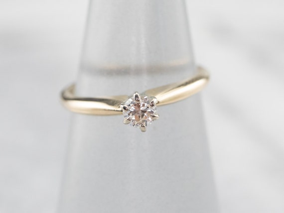 Two Tone Gold Diamond Ring, Diamond Solitaire Rin… - image 7