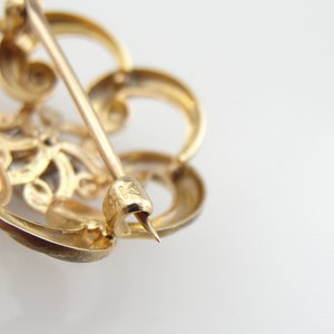 14K Gold Love Knot, Victorian Diamond Brooch MU30VQ image 5