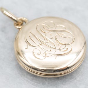 Antique Monogrammed &quot;JMS&quot; Gold Locket, Antique Gold Locket, Antique Round Locket, Gifts for Her, Locket Jewelry A65085